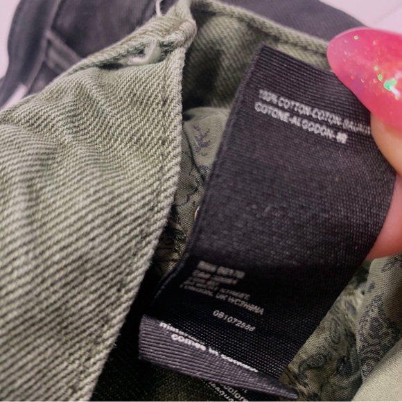 FREE PEOPLE SEQUOIA BERMUDA SHORTS DISTRESSED DENIM BERMUDA SHORTS IN PINE GREEN - Picture 5 of 15